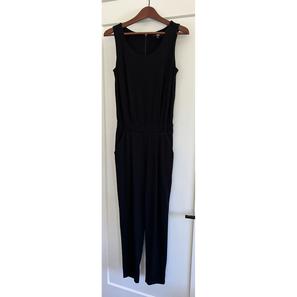 Uniqlo Black‎ Jumpsuit Sleeveless Elastic Waist Pockets XS